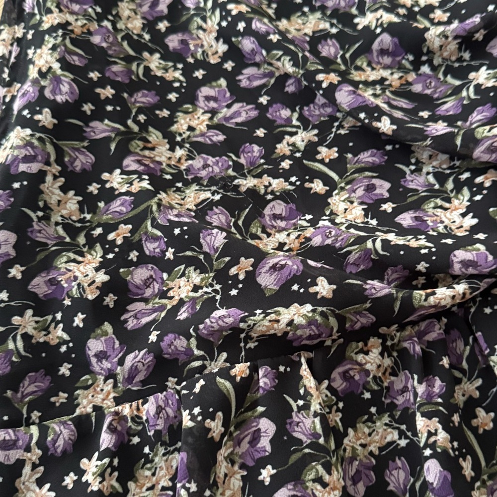 ASTR the Label Sweetheart Cutout Dress Black-Purple Ditsy Print Size Medium - Picture 5 of 11